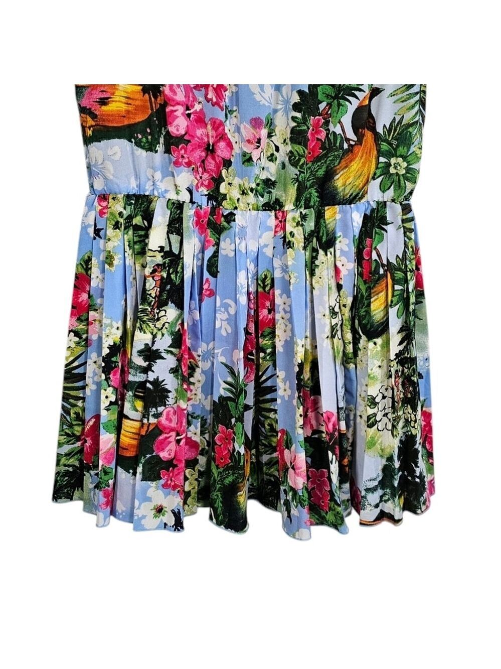Juicy Couture Paradise Blue Sleeveless Hawaiian Floral Mini Dress Sz 4 - Picture 11 of 14